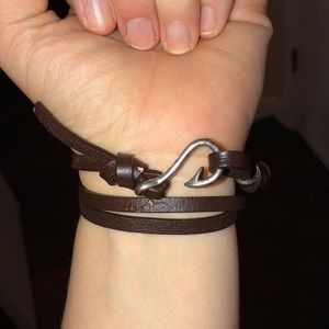 Leather wrap fish hook bracelet